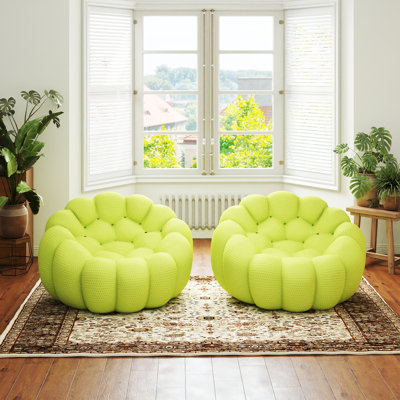 Fauteuil d'appoint rembourré en forme de citrouille 48,43 po Kayi (ensemble de 2), aucun assemblage requis
