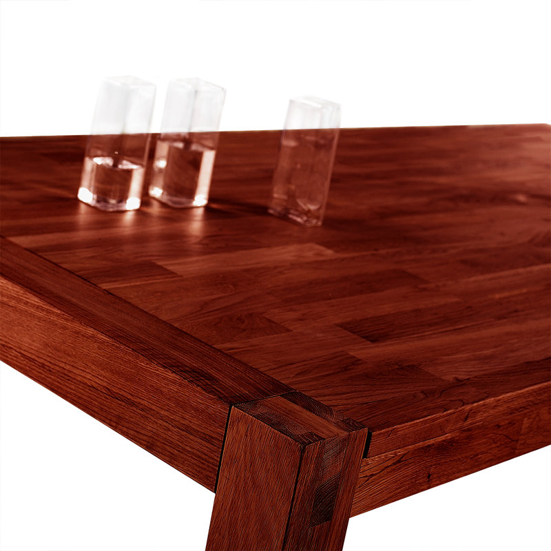 Fairchild Oak Solid Wood Top Dining Table, Dark brown, 180cm W x 90cm D