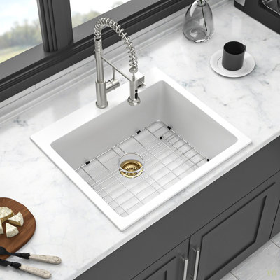 Quartz Kitchen Sink - 25X22"  Granite Composite Drop-In Kitchen Sink
