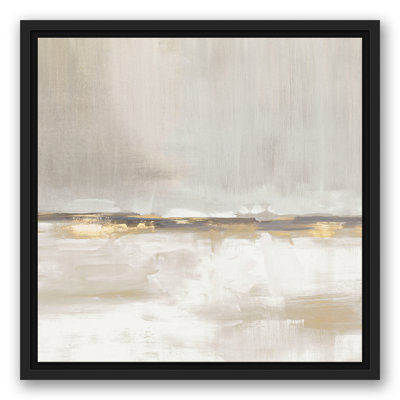 Golden Abstract Horizon Floating Framed Canvas