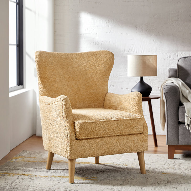 Fauteuil à oreilles 28,5 po Caden, Polyester brun clair