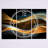 3D Gold Waves in Black - Modern wall clock