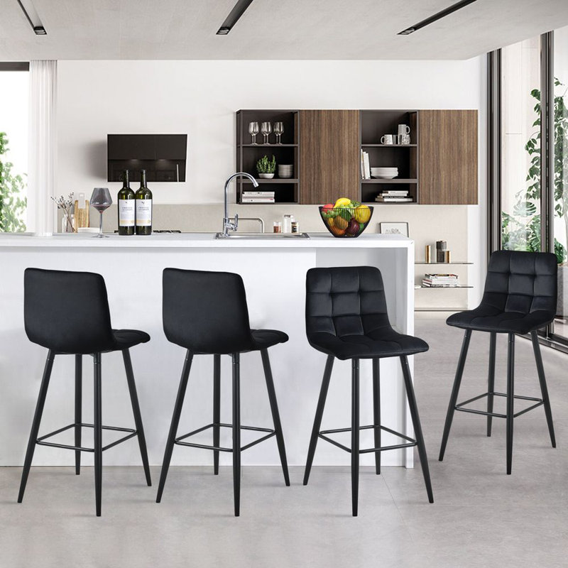Breyson Upholstered Counter Stool with Metal Frame, Black