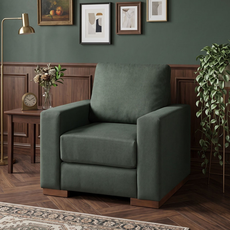 Fauteuil d'appoint carré rembourré, Vert