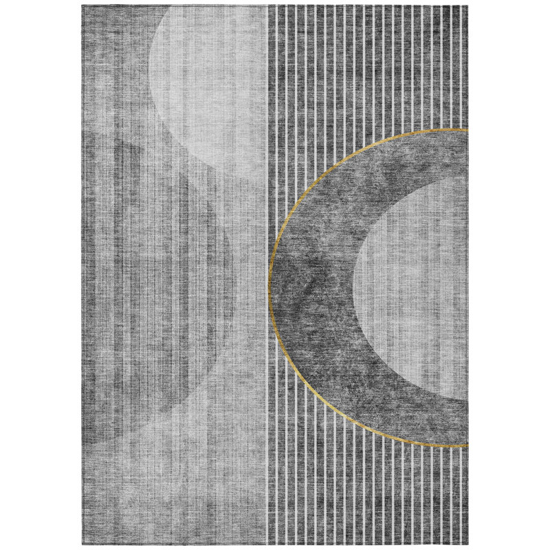 Washable Striped Indoor / Outdoor Rug, Rectangle 5' x 7'6"
