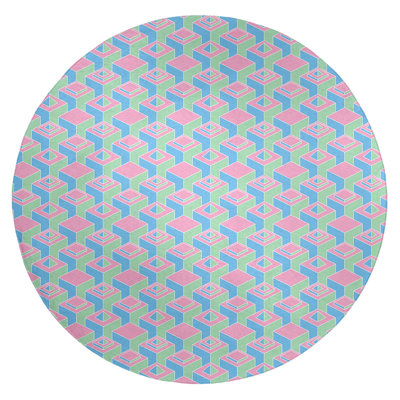Tapis rose/vert/bleu zone skyscrapers