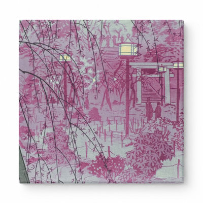 Cherry Blossoms at Night (Ueno Park) — Square Canvas Wall Art