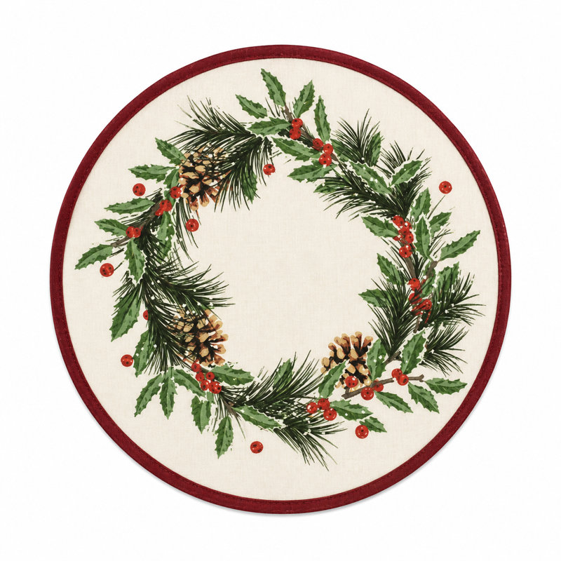 Ensemble de 4 napperons multicolores de guirlande de Noël ronds de 4 po résistants à la chaleur