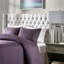 Tête de lit tapissier en gris, bouton, pieds réglables, structure en métal, gris, l 68,46 po x H 60,75 po-1848043542