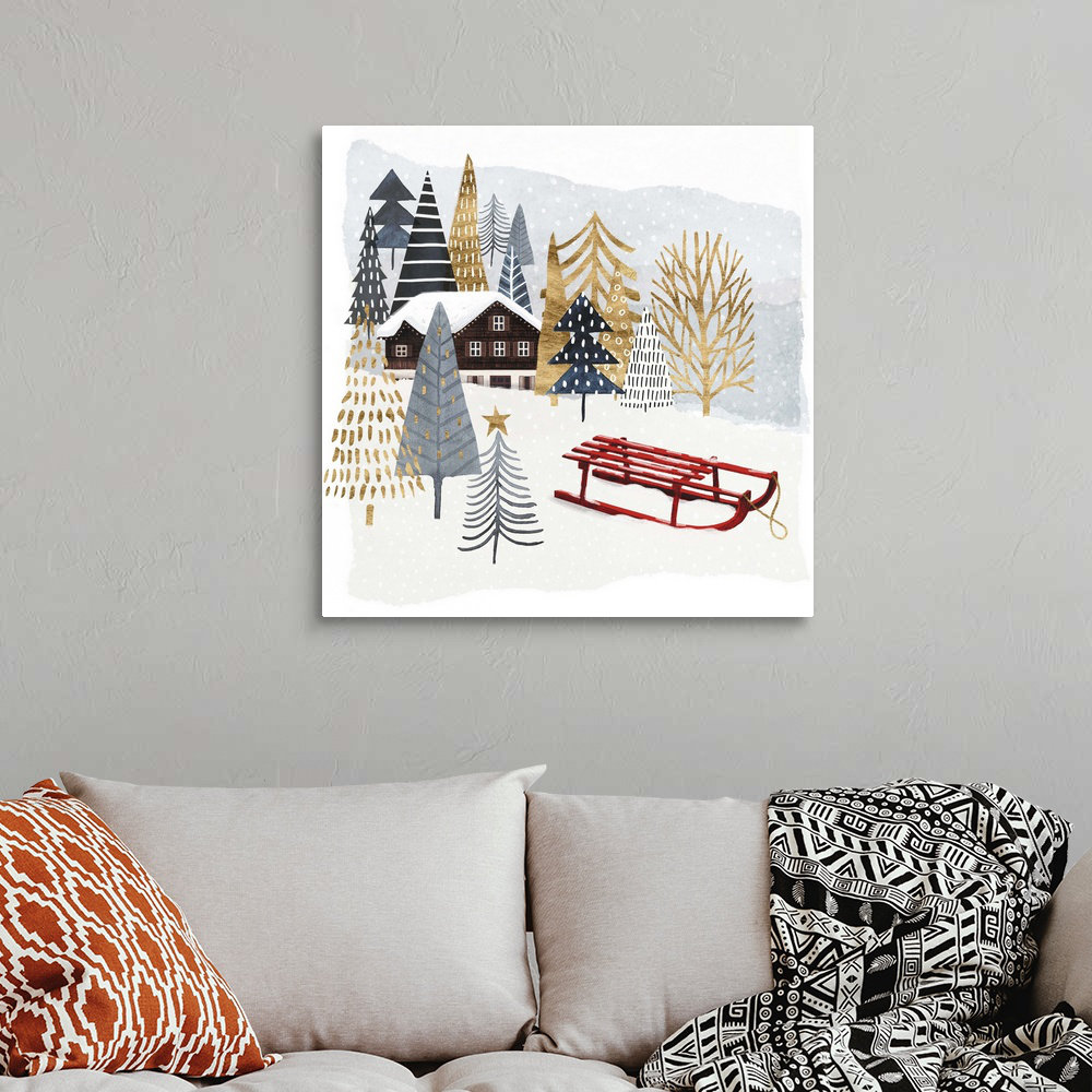 " Christmas Chalet II " by Victoria Borges Painting Print The Holiday Aisle® 