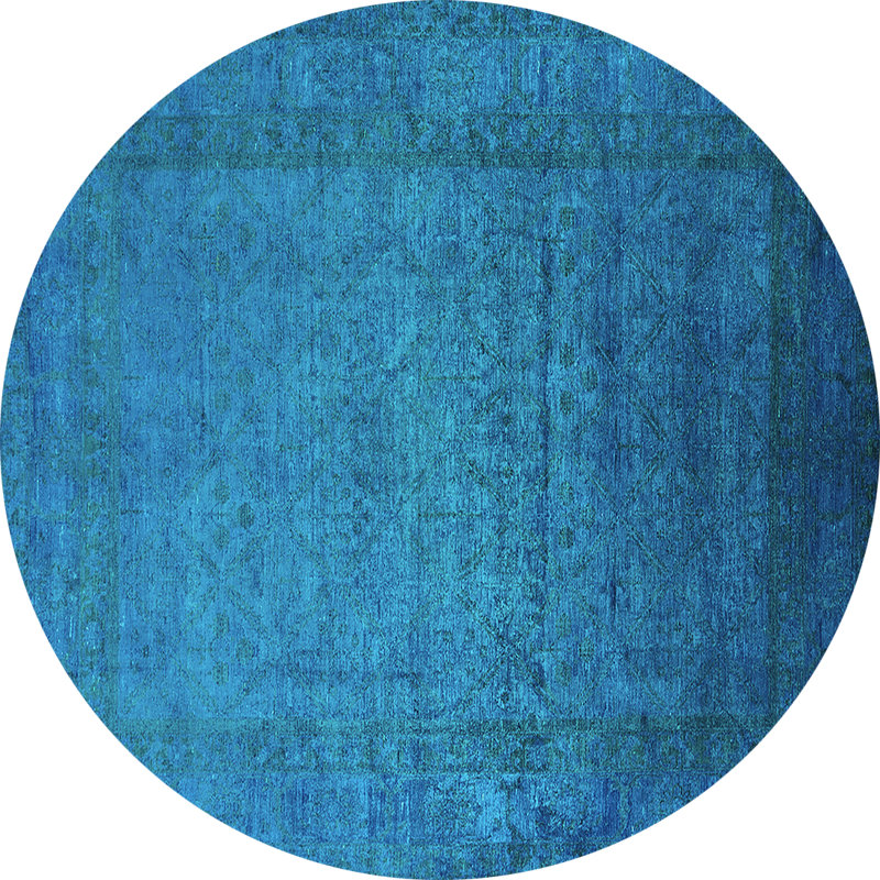 Tapis bleu tissé à la machine / tissé à la machine, Carré 3 pi