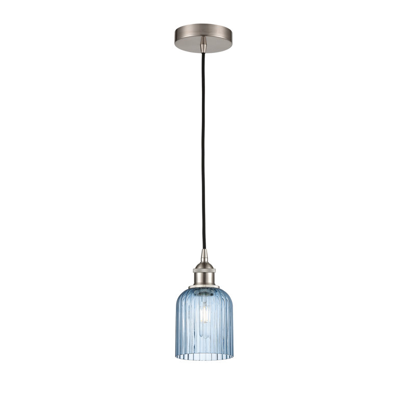 Luminaire suspendu 5 po Edison Addeline, Laiton antique noir, Bleu