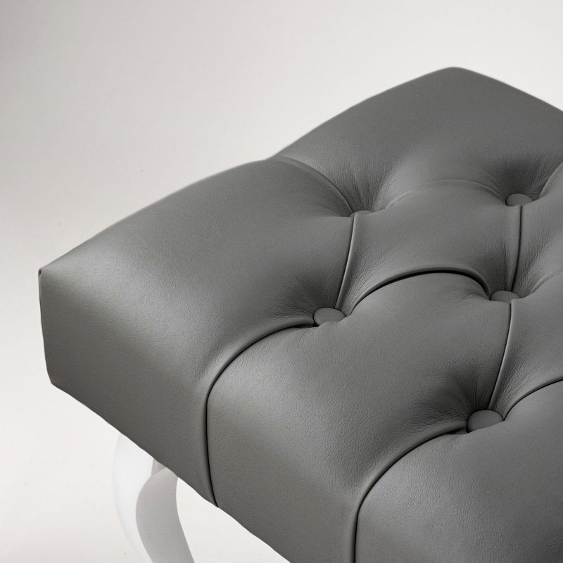 Genuine Leather Upholstered Bench, Dark Gray/White, 40cm H x 100cm W x 30cm D
