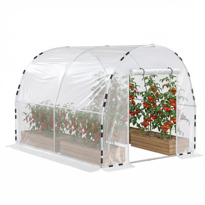 Walk-in Tunnel Greenhouse , Galvanized Steel Frame And Waterproof Uv-resistant Cover For Outdoor Plant Growth & Gardening