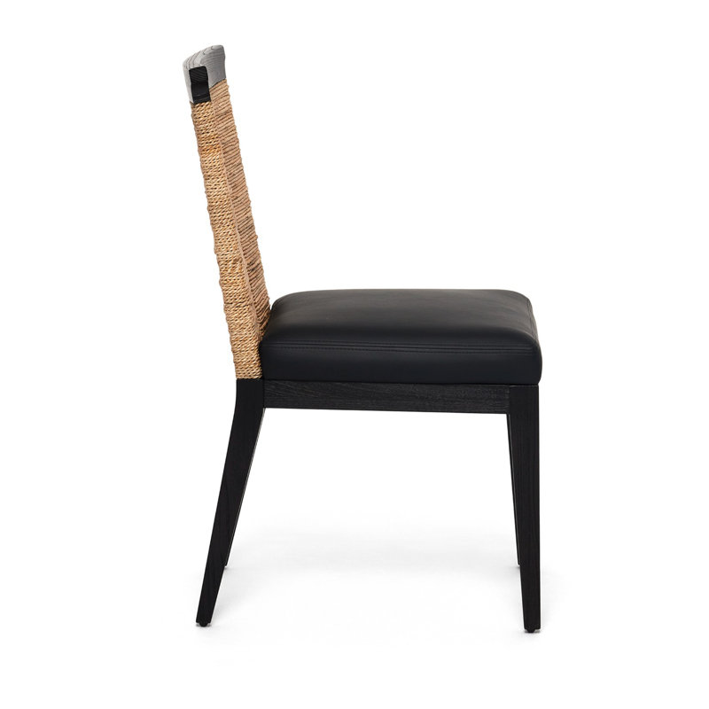 Reed Upholstered Dining Chair, Matte Black, Black