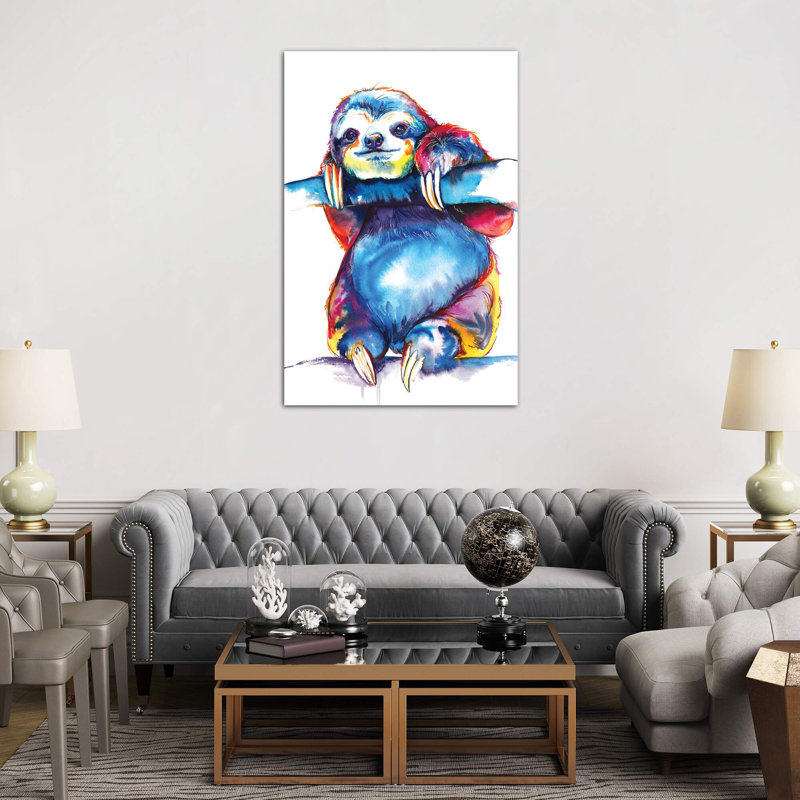 Sloth by Weekday Best - Painting on Canvas, 30.48 cm H x 45.72 cm W