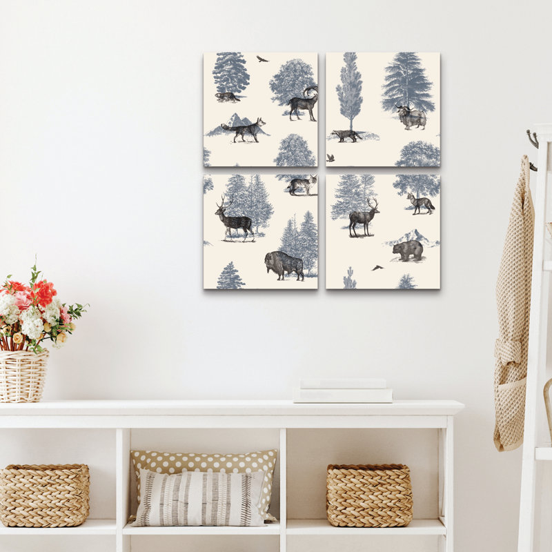 Ensemble de 4 panneaux muraux sur toile - «Where It's Belong» par Florent Bodart pour décoration de salon, de chambre à coucher ou de bureau 