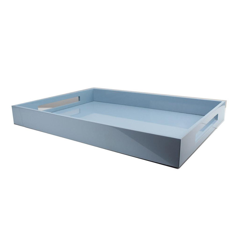 Plateau de service laqué, H 20 po x l 16 po x P 2,5 po, Bleu