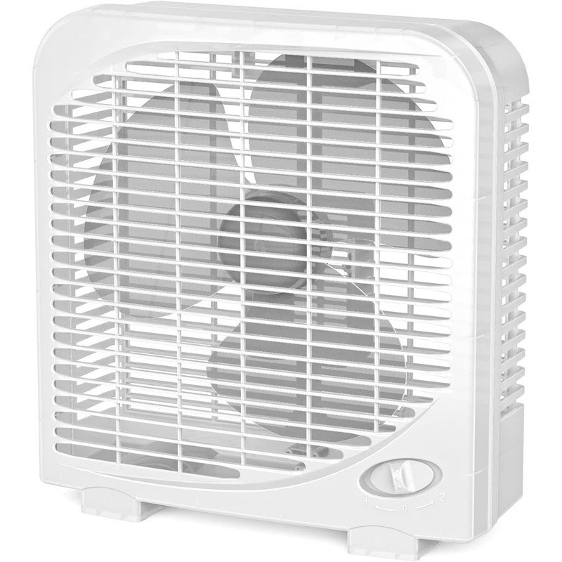 White 10-Inch Two-Speed Portable Box Fan