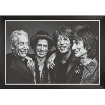 Les Rolling Stones - Portrait de bande - Reproduction d'art encadrée (33,5 po x 23,5 po)