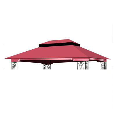 Auvent de remplacement pour pavillon de jardin rouge à deux niveaux avec aération pour cadre 10 x 12 pi