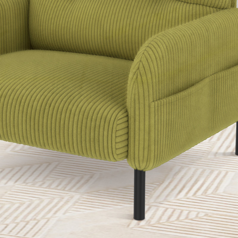 Ensemble de 2 fauteuils en velours côtelé avec pieds en métal Corduroy, Vert olive