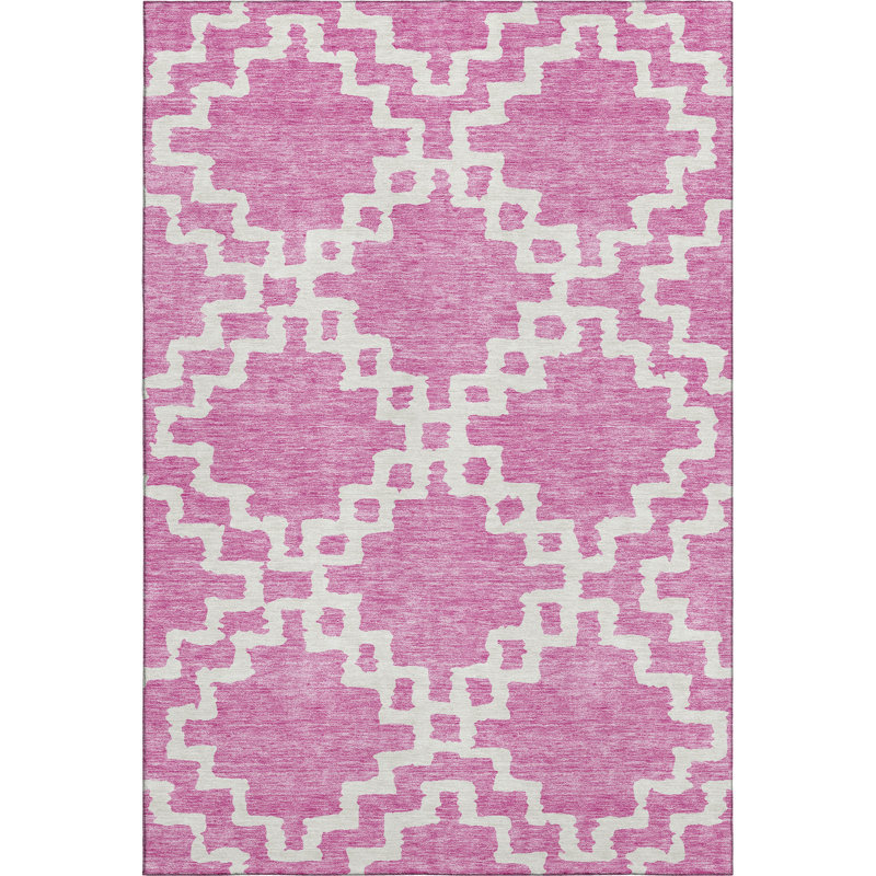 Premium Machine Washable Prisco Blush Rug, Rectangle 8' x 10'