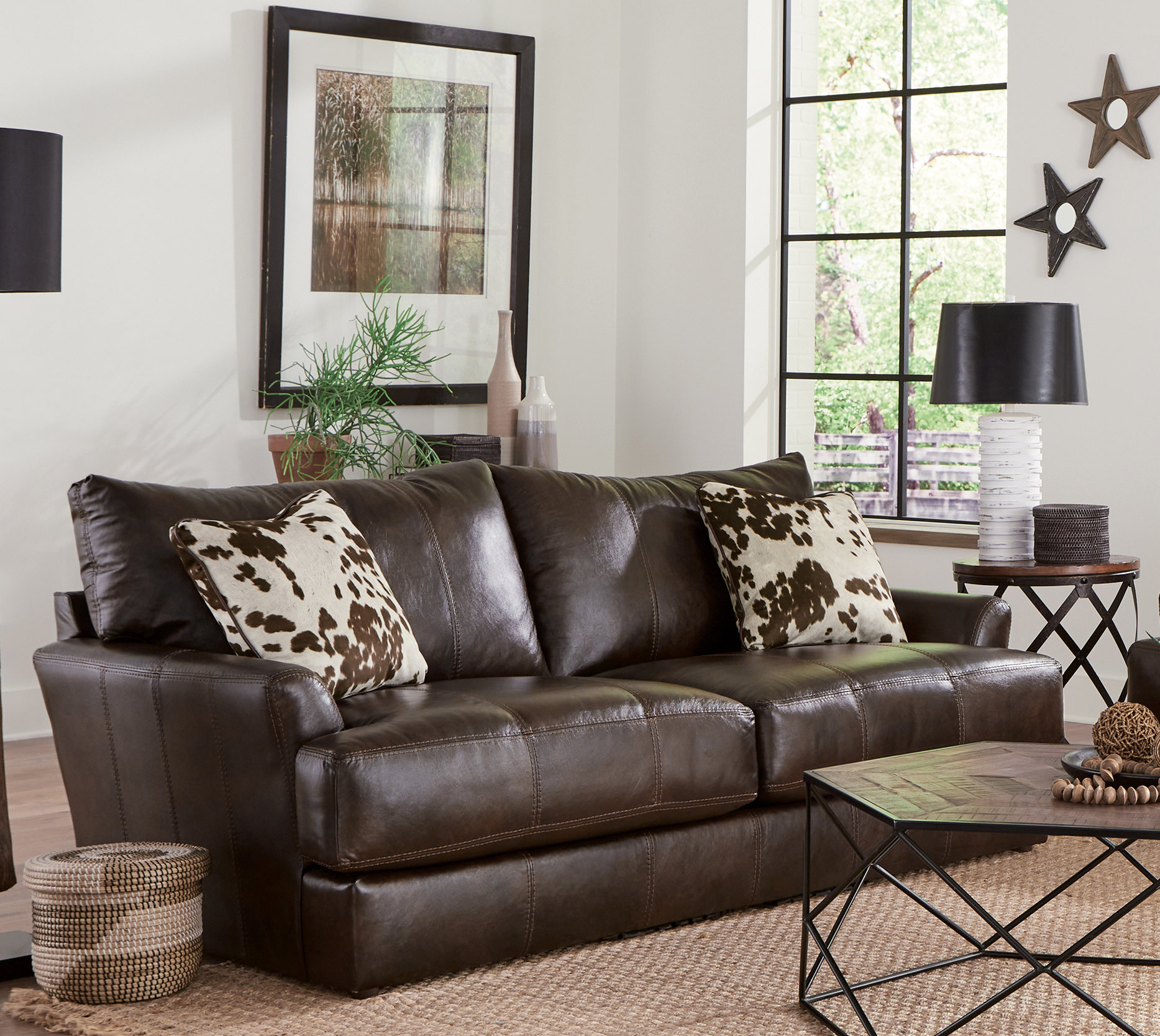 Trent Austin Design® Perrigo 85 Top Grain Italian Leather Match Sofa with  2 Accent Pillows & Reviews