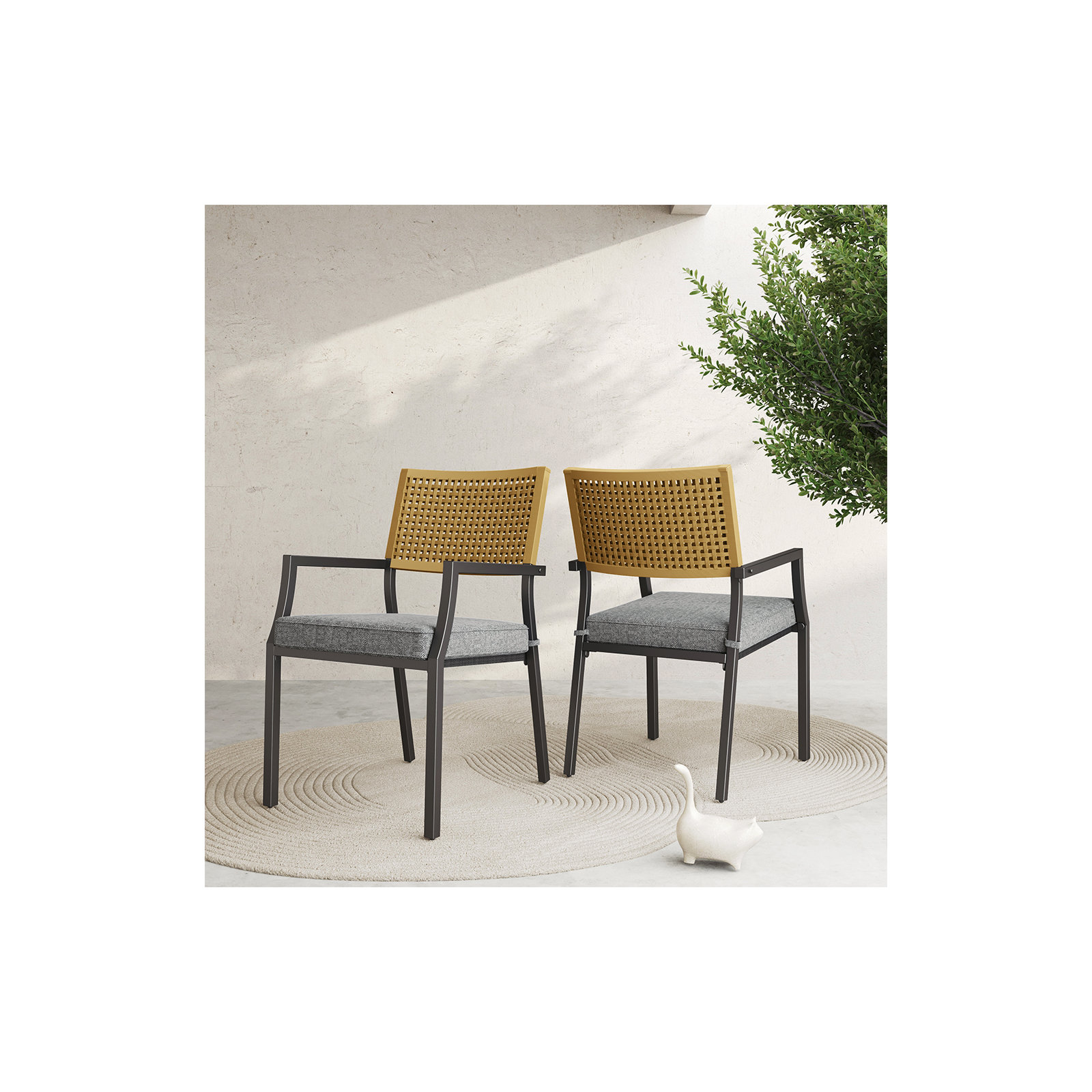 All-steel Detachable Wicker Weaving Chair With Cushion 4-piece Set, 2