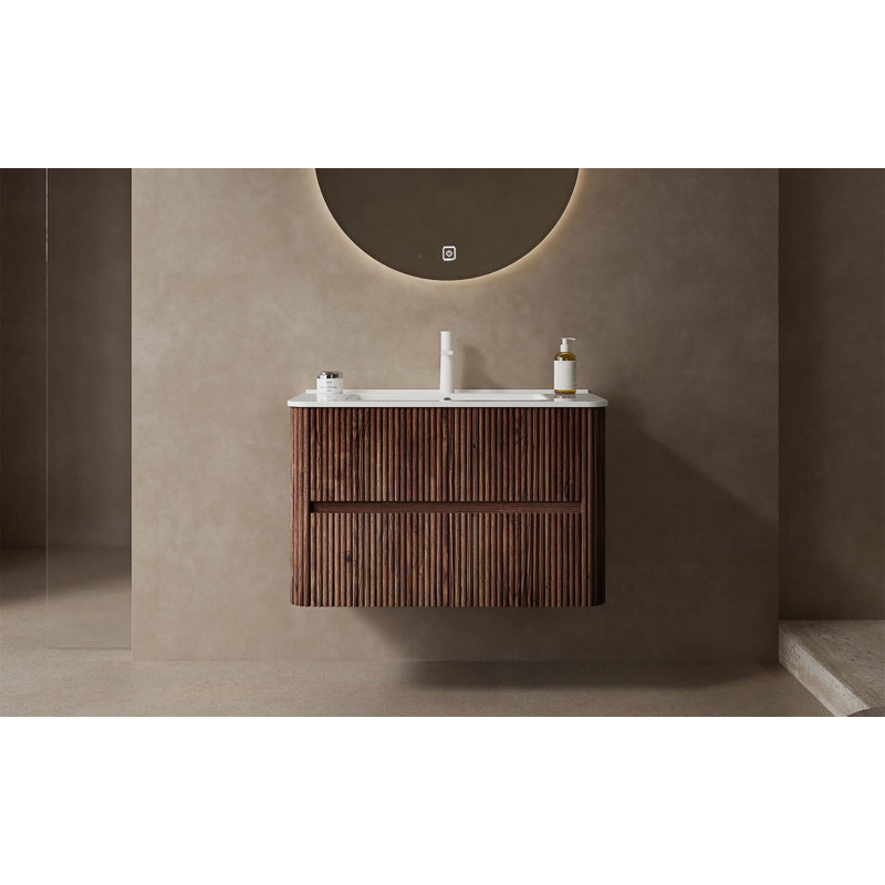 Meuble-lavabo rétro 30 po en noyer avec lavabo