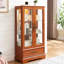 Vitrine en verre chêne foncé, affichage de photos, tablettes réglables, affichage de l'éclairage interne, sangle de surmatelas trempé, affichage sécuritaire-129742135