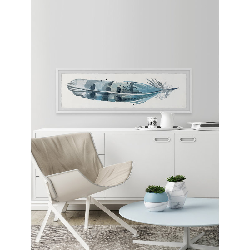 Impression encadrée "bird’s feather", H 10 po x l 30 po x P 1,5 po