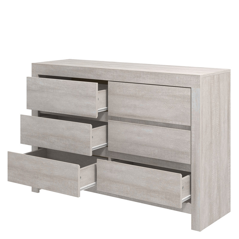 Cubbot 111.5cm W 6 - Drawer Chest of Drawers, Dusty Grey Oak