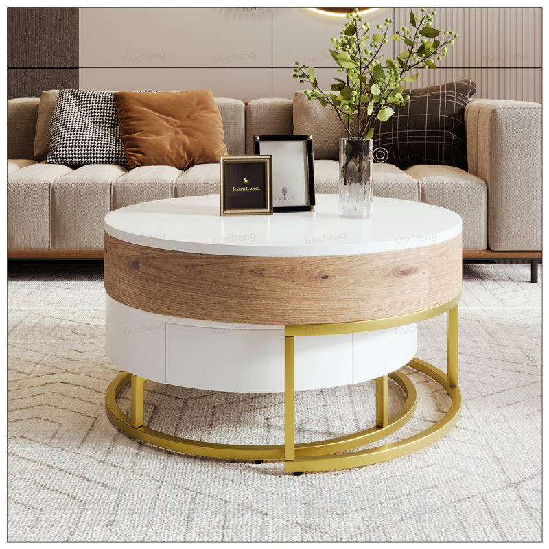 Tables basses gigognes modernes à plateau relevable avec 2 tiroirs, parfaites pour économiser de l'espace et une utilisation multifonctionnelle dans n'importe quel salon