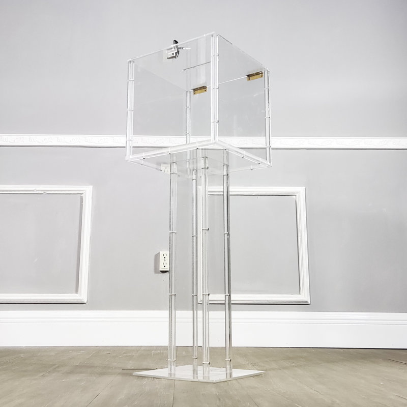 Fixturedisplays® Clear Plexiglass Large Floor Standing Tithing Box Offering Box Ballot Box Church Donation Box 14301