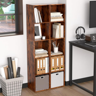 Étagère de rangement à 5 niveaux et 5 cubes – Style rustique brun rétro