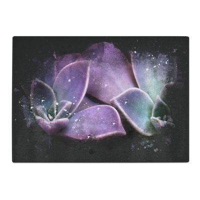 Tempered Glass Lilac & Green Succulent Plant Chopping Board
