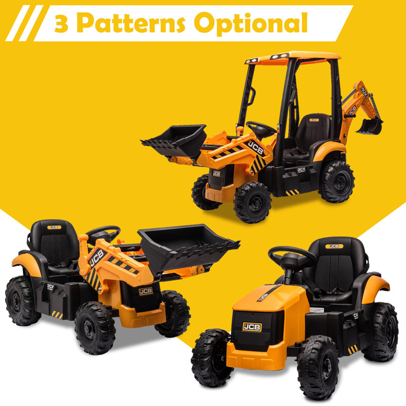 Yellow 12V Kids Ride-On Excavator with Remote Control