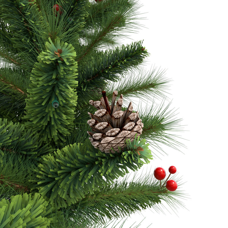 Arbre de Noël artificiel vert 24 po pré-décoré avec mini lumières, pommes de pin et base en toile de jute