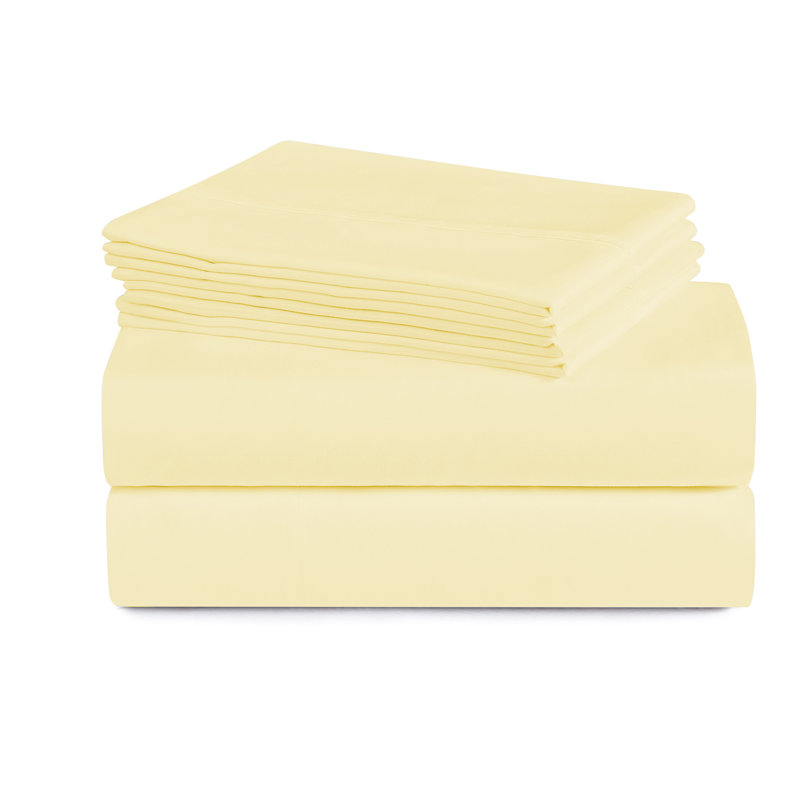 Luxurious Soft Microfiber Sheet Set with Bonus Pillowcases, King Sheet Set with 4 Pillowcases, Pale Yellow