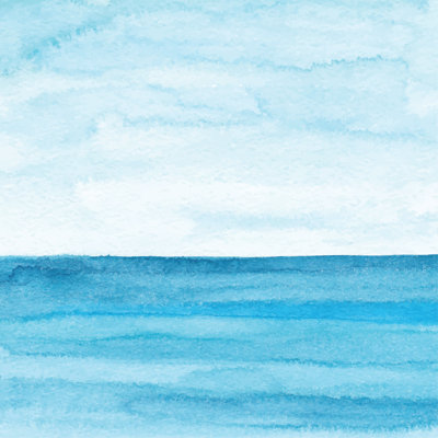 Watercolor Blue Ocean by Saemilee - No Frame Art Prints on Canvas