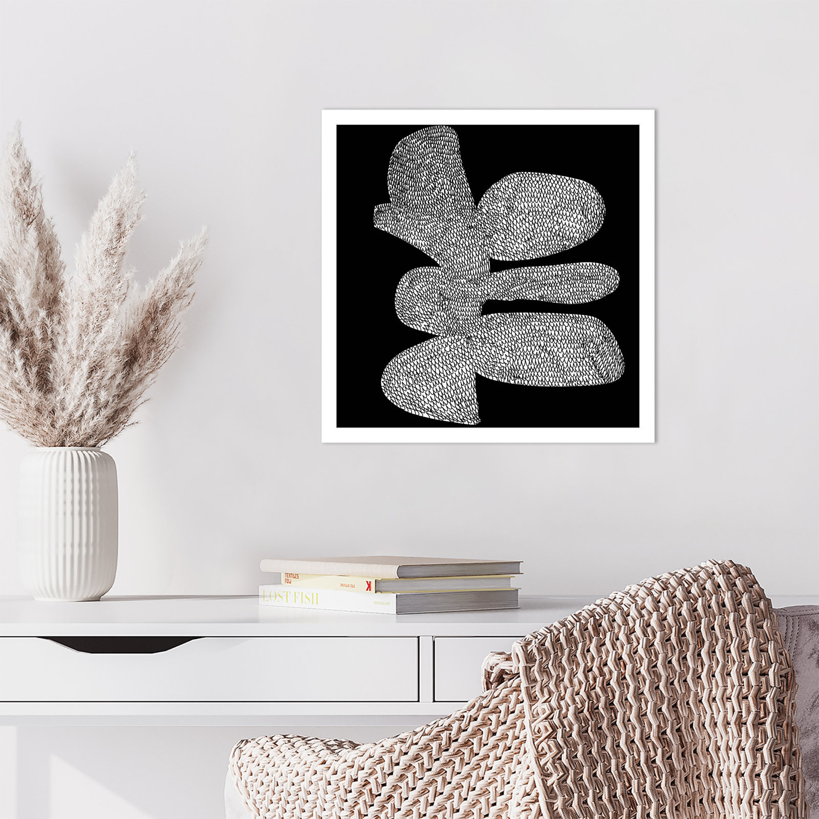 Bera "Craft" Print by Dan Hobday, White, 17" H x 17" W