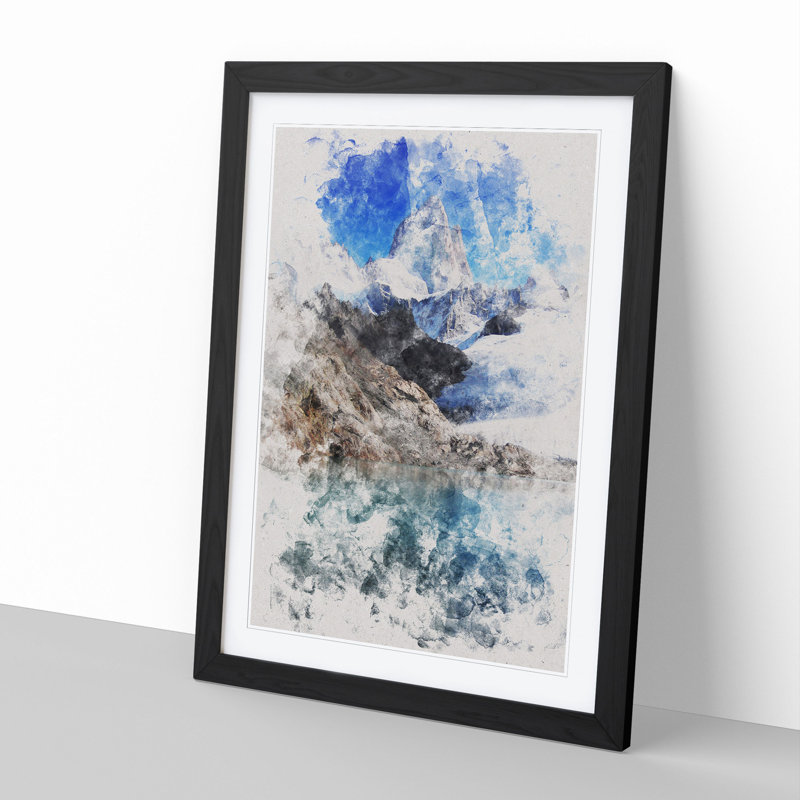 Glacier in Argentina - Picture Frame Painting, 48cm H x 36cm W x 2cm D, Black Framed