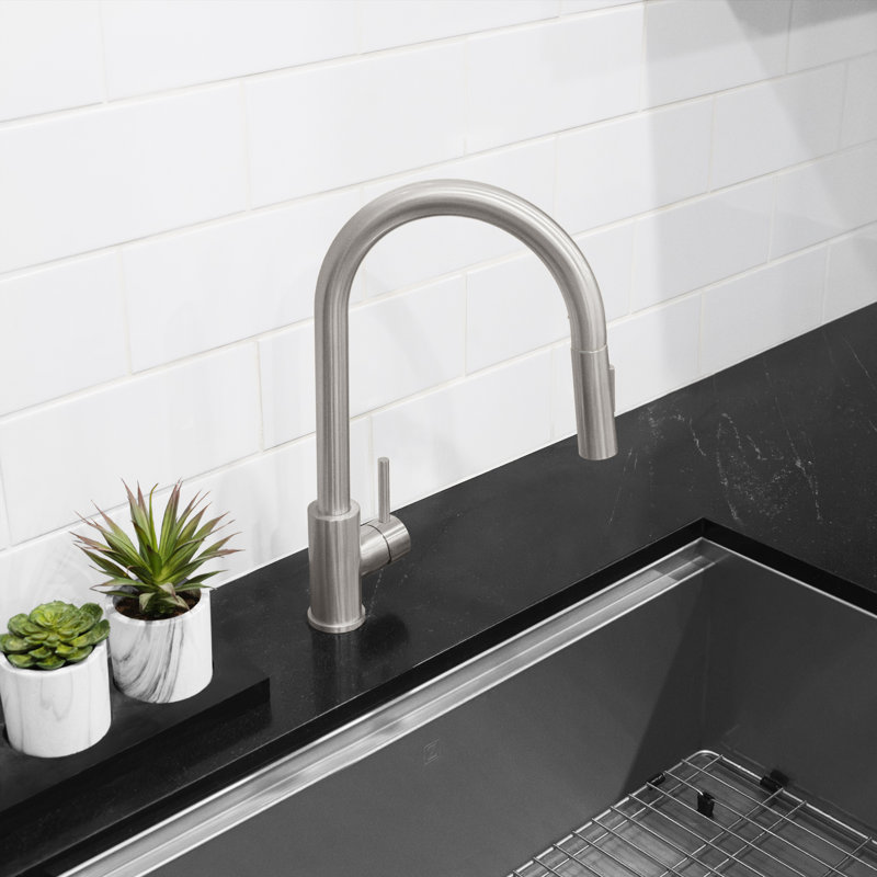ZLINE Rubicon Pull Down Single Handle Kitchen Faucet in Matte Black, Brushed Nickel