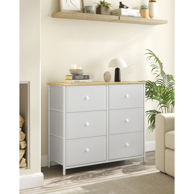Bartholmey 80cm W 6 - Drawer Chest of Drawers, White/Oak