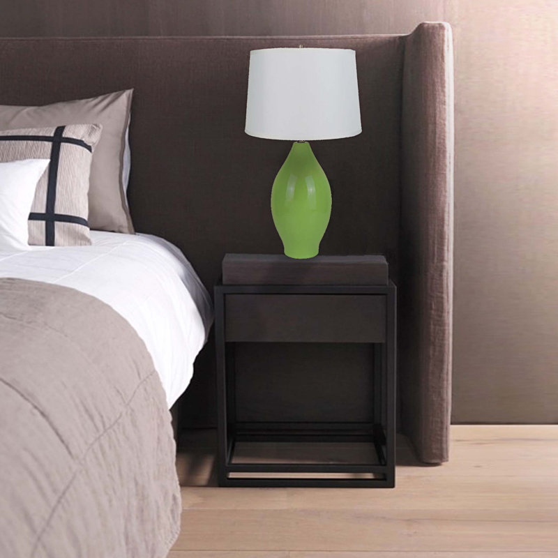 28"H RED LEMON SHAPE CERAMIC TABLE LAMP