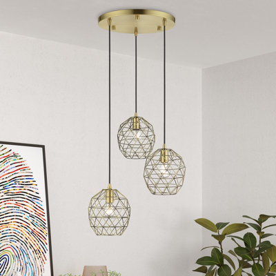 Luminaire suspendu géométrique unique à 3 lumières Jolet