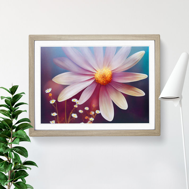 Adorable Daisy Flower - Framed Print, 46cm H x 64cm W x 2cm D, Oak