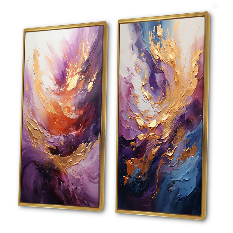 Ensemble de salon Golden Fushia Surge, Encadrement doré, H 28 po x l 25 po