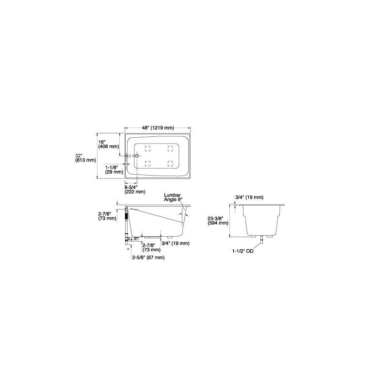 Greek® 48" x 32" Drop-in Soaking Bathtub, Sandbar